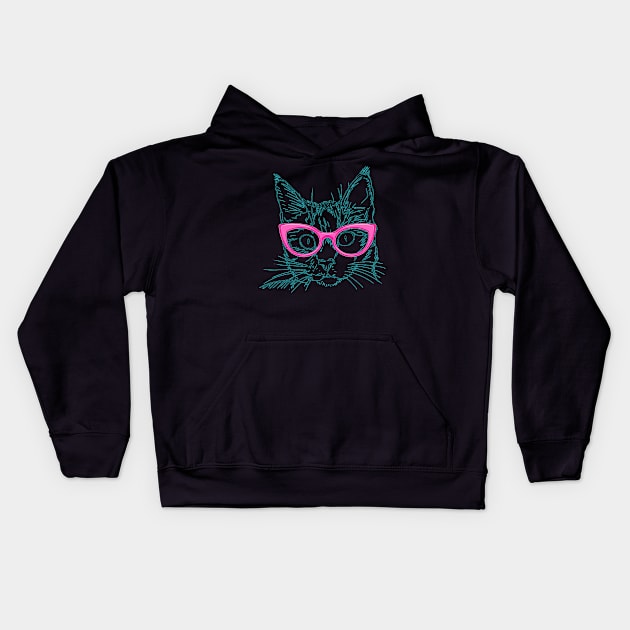 Hipster Cat Kids Hoodie by WonderfulDreamPicture